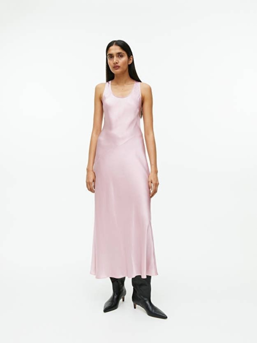ARKET Scoop Neck Slip Dress in Pale Pink